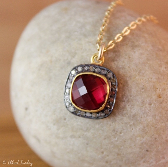 ruby pave necklace via 27 Amazing Anniversary Gifts by Year