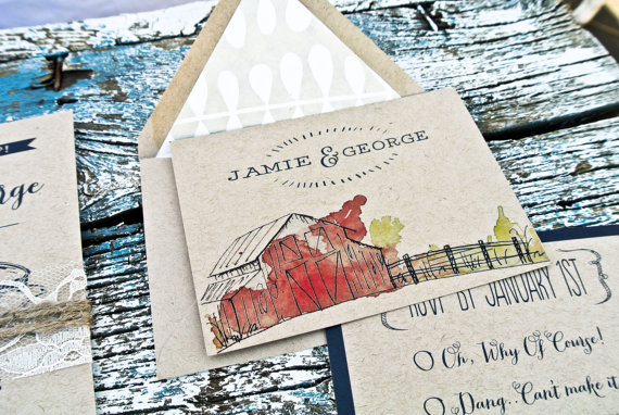 rustic barn invitation - barn wedding ideas