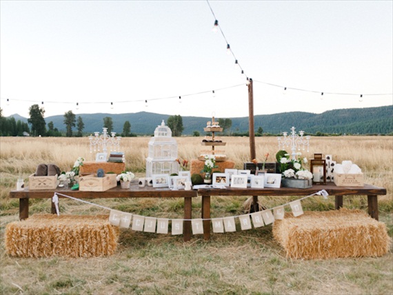 rustic barn wedding dessert display