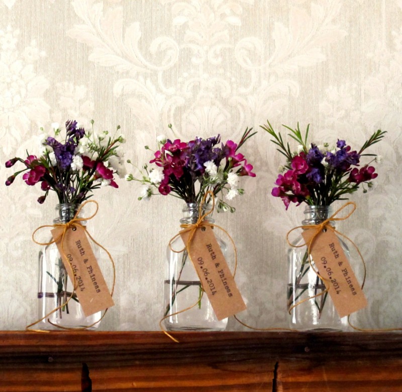 rustic chic flower vases by JoBlake | rustic chic wedding ideas