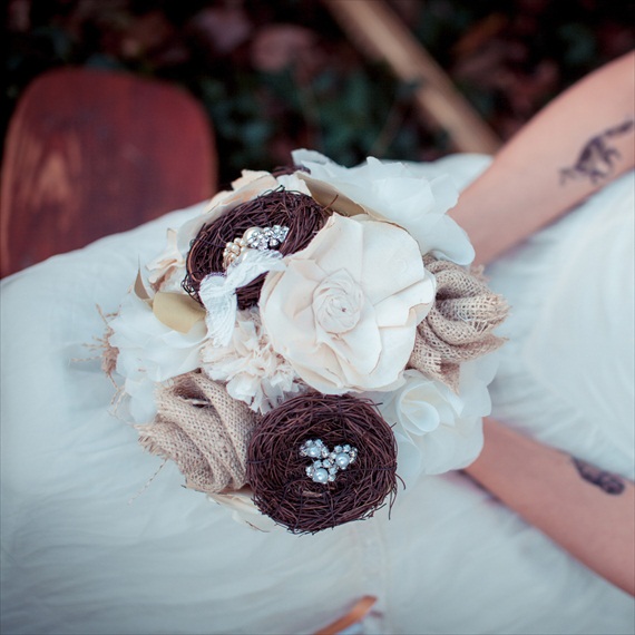 Fabric Flower Bouquet (by Autumn & Grace Bridal) - rustic woodland fabric bouquet