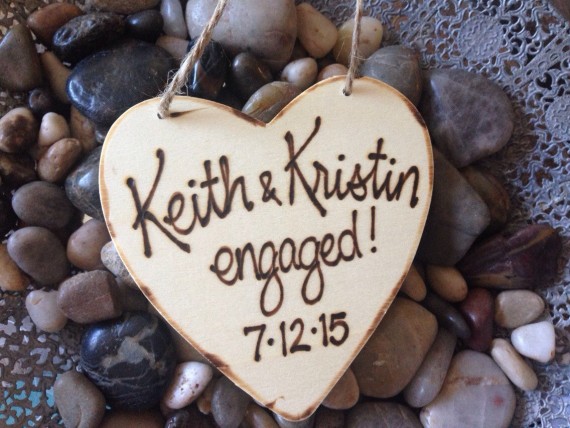 rustic first Christmas ornaments engaged / married