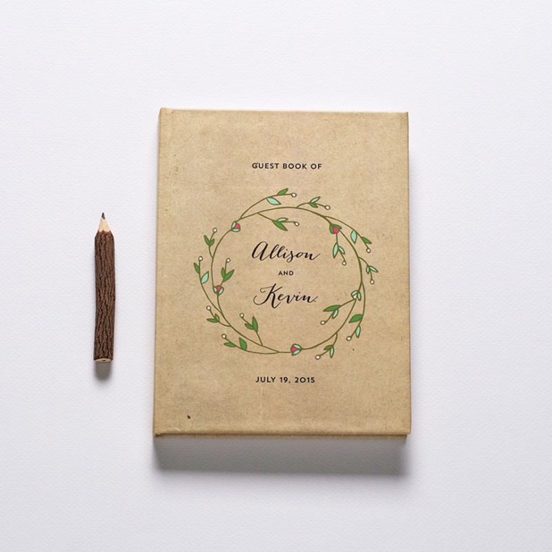 rustic inspired guest book by crafty pie press
