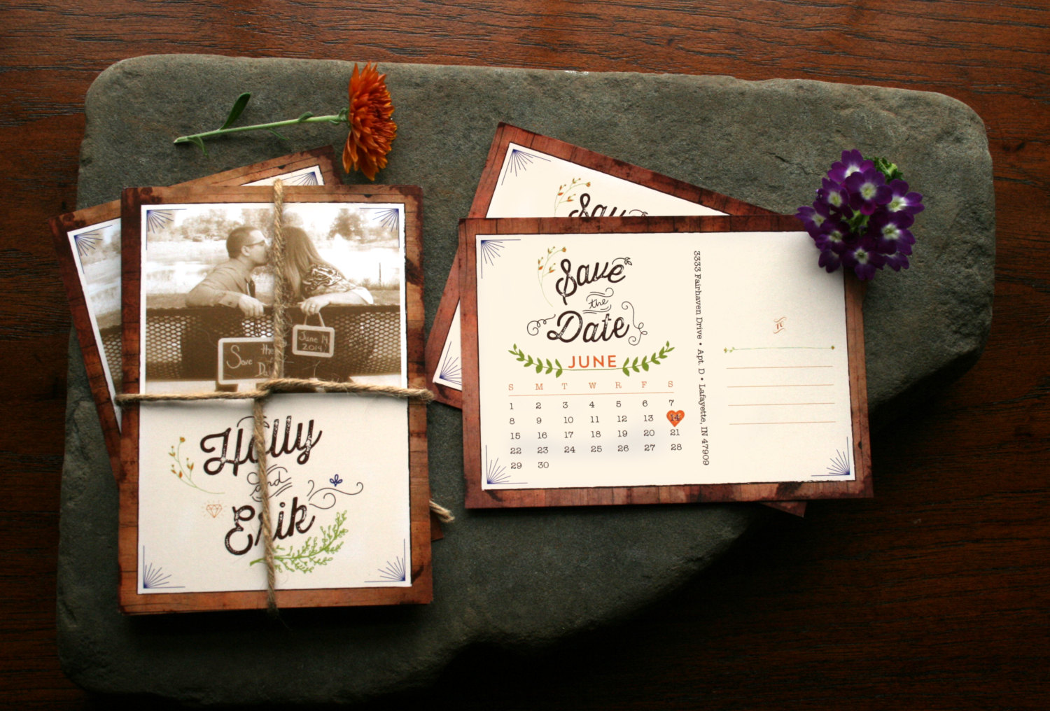 rustic-save-the-date-with-woodsy-feel