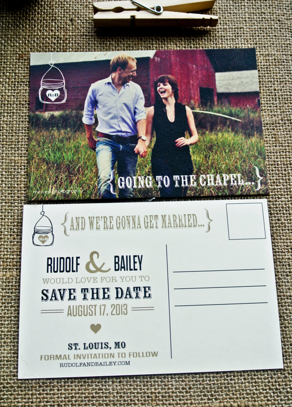 rustic save the dates with photo