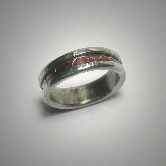 rustic textured band | handmade wedding rings | https://emmalinebride.com/jewelry/handmade-wedding-bands/