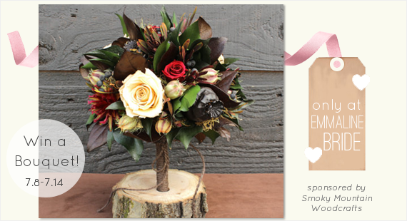 Rustic Wedding Bouquet - Giveaway! (by Smoky Mountain Woodcrafts via EmmalineBride.com)