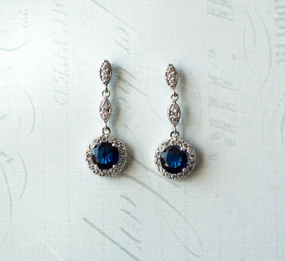 Sapphire crystal drop earrings | vintage bridal earrings | https://emmalinebride.com/bride/vintage-inspired-bridal-earrings