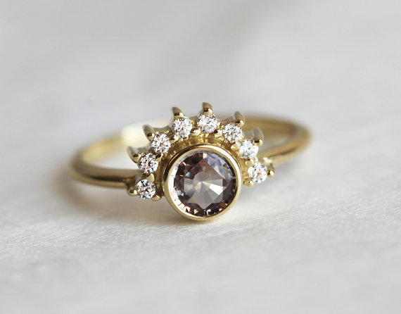 sapphire diamond engagement ring | Best Engagement Rings Etsy | via https://emmalinebride.com/jewelry/40-best-handmade-rings-ever/ ‎