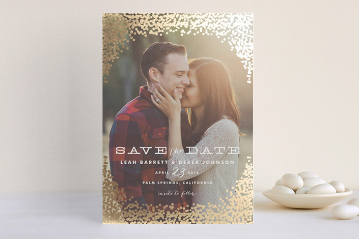 save the date with real foil | Foil Pressed Save the Date Cards via emmalinebride.com