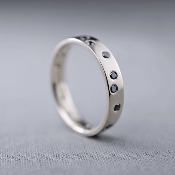 scattered black diamond band | handmade wedding rings | https://emmalinebride.com/jewelry/handmade-wedding-bands/