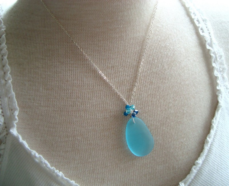 sea glass necklace by fuchsia bloom studio