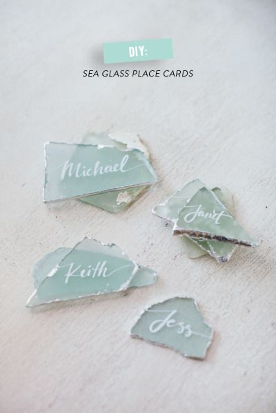 sea glass place card favors diy
