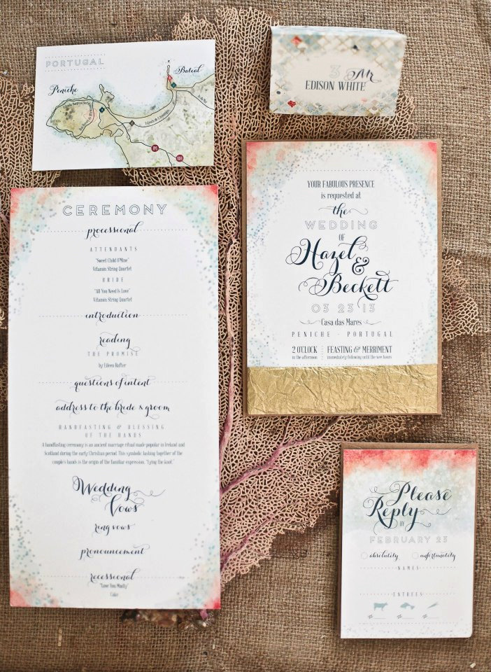 sea glass wedding invitations