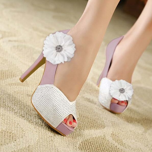 Fabric Flower Shoe Clips
