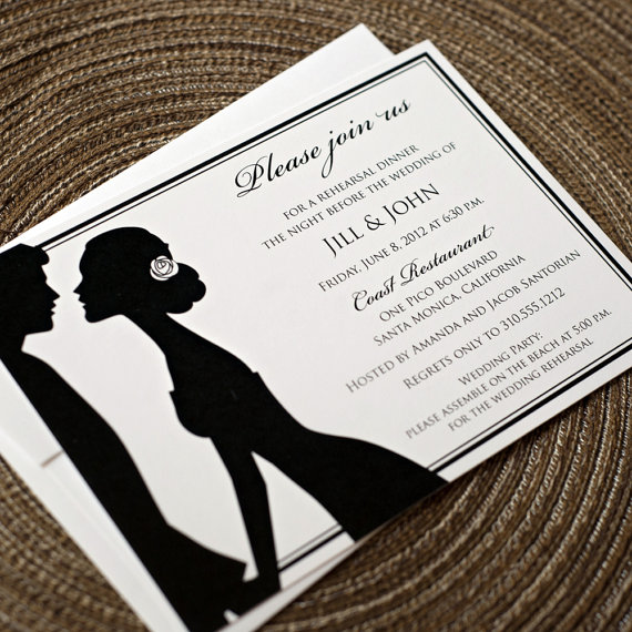 silhouette rehearsal dinner invitation | silhouette wedding ideas via EmmalineBride.com