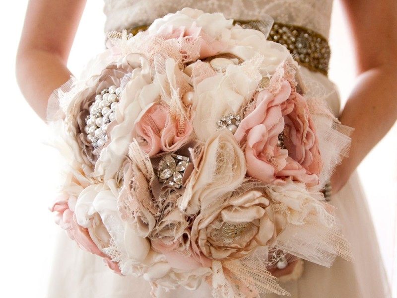 silk and brooch bouquet