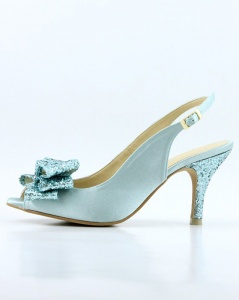 sparkly blue shoes with bow