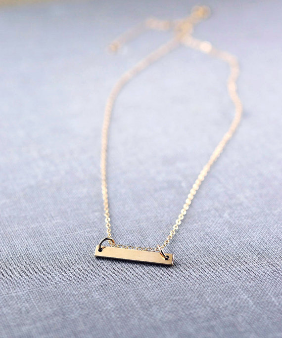 solid 14k gold bar necklace via 27 Amazing Anniversary Gifts by Year