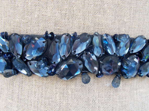 blue lucite stone dress sash