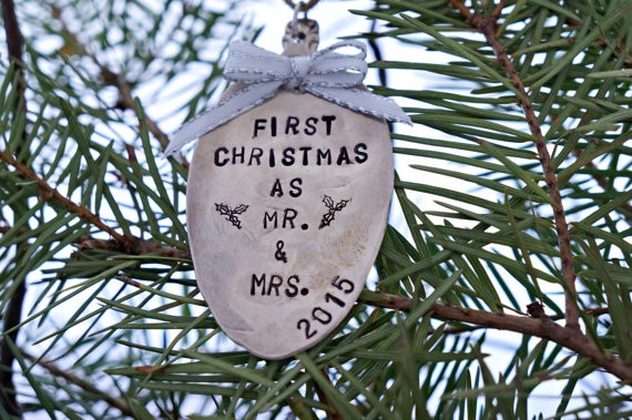 spoon ornament first christmas by the rustic stamp via 50+ First Christmas Ornaments Engaged / Married
