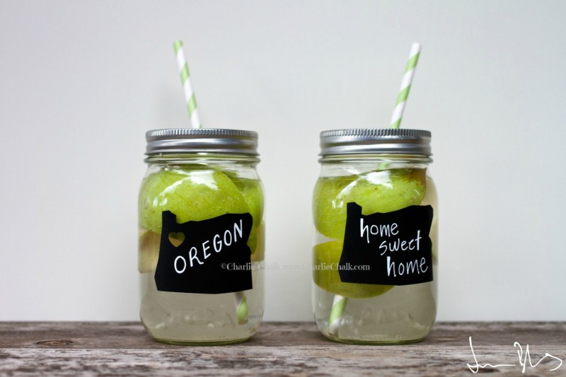state shaped chalkboard labels for mason jars via 25 State Ideas That Will Make Your Big Day More Awesome