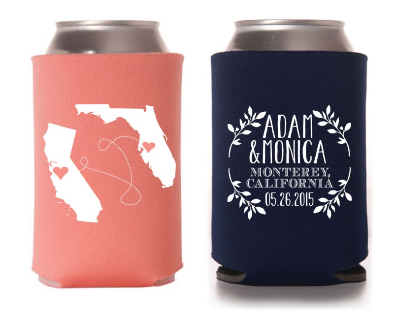 state themed drink koozies via 25 State Ideas That Will Make Your Big Day More Awesome