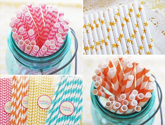 Wedding Drink Station Ideas - striped straws