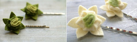 succulent hair clips - two pairs