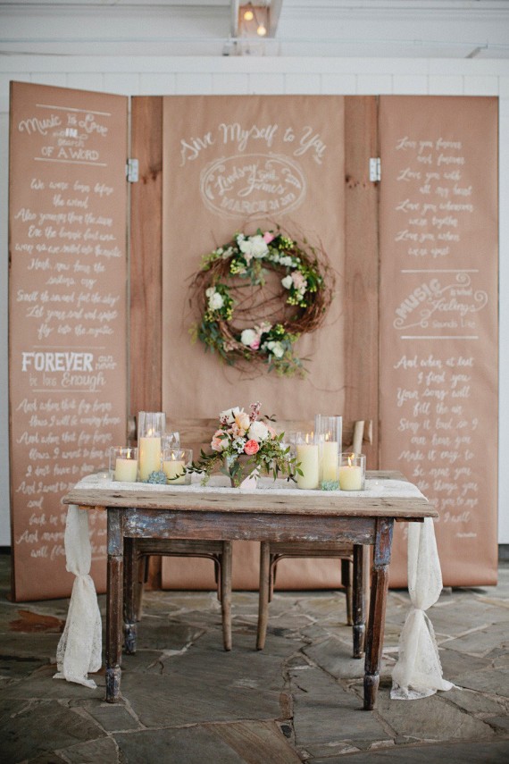 sweetheart table with backdrop