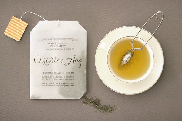 tea bag bridal shower invitation
