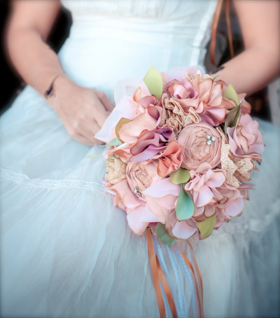 tea stained vintage wedding bouquets