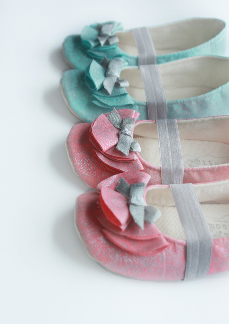 teal and coral flower girl shoes