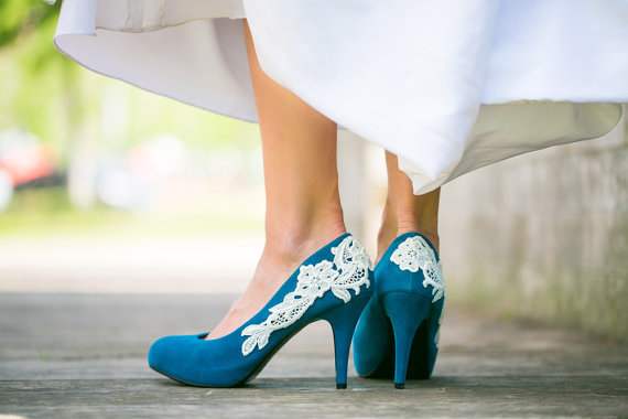 teal blue wedding shoes