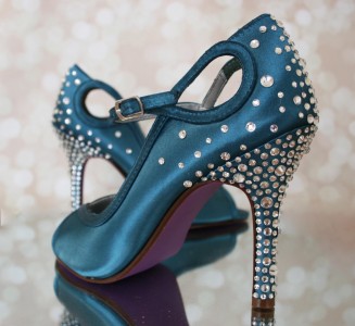 teal jeweled wedding shoes