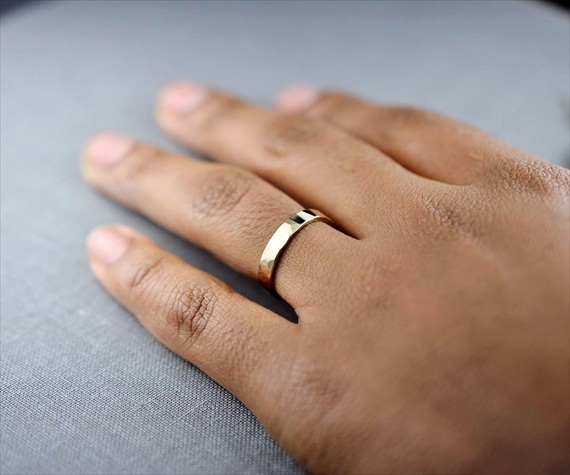 Recycled Wedding Rings: textured gold band