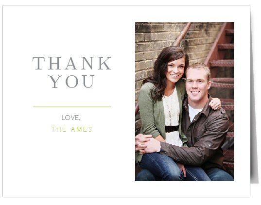 Beautiful thank you card with your engagement photo or favorite photo customized into it | by Basic Invite | order cards weddings | https://emmalinebride.com/planning/order-cards-weddings/