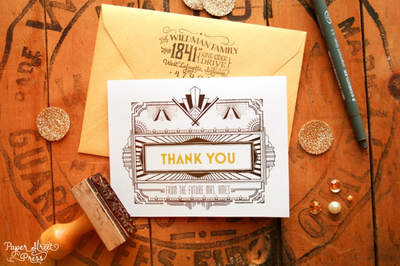 Vintage Style Return Stamp on Thank You Cards