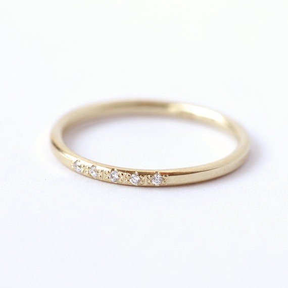 thin pave diamond ring | handmade wedding bands | https://emmalinebride.com/jewelry/handmade-wedding-bands/