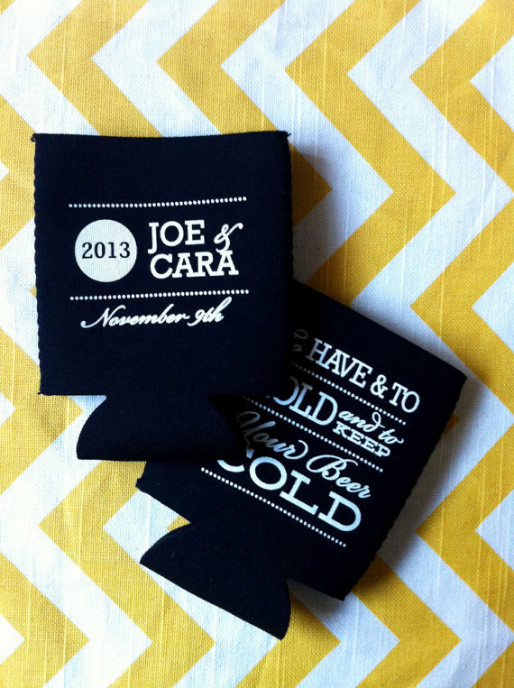 7 Clever Wedding Drink Accessories (to have, hold, and keep your beer cold koozies by rook design co.)
