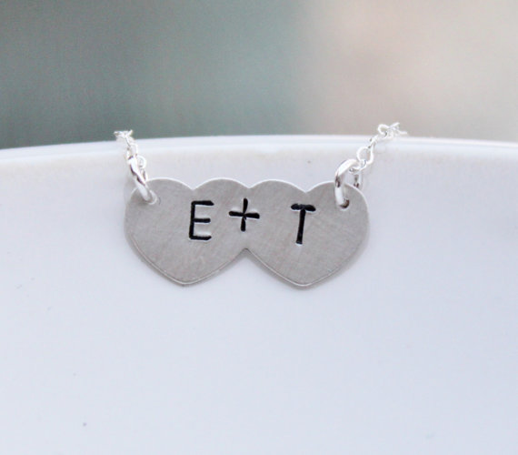 Engagement Gift Ideas (by The Silver Wren) - together initial necklace #wedding #engagement