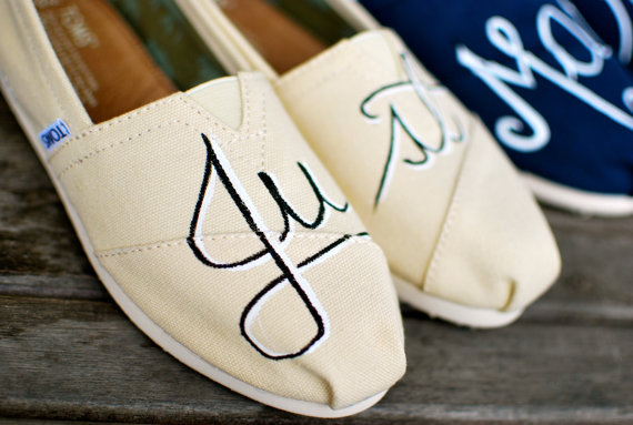 TOMS Wedding Shoes featuring 'Just' and 'Married'