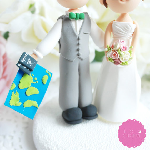 travel themed wedding cake topper