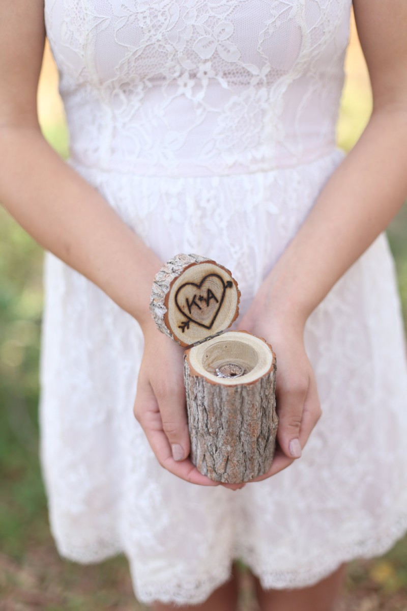 tree stump ring box carved initials | by bragging bags