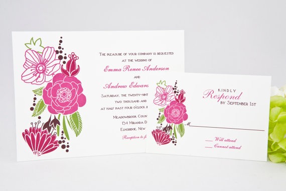tropical flower wedding invitation