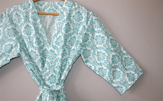 Bridesmaid Robes (by Modern Kimono) - Turquoise width=