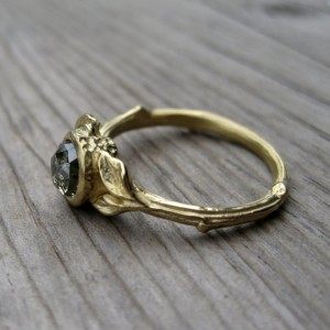 twig and leaf engagement ring