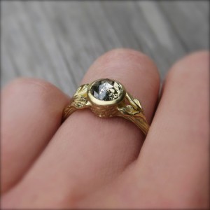 twig and leaf engagement ring