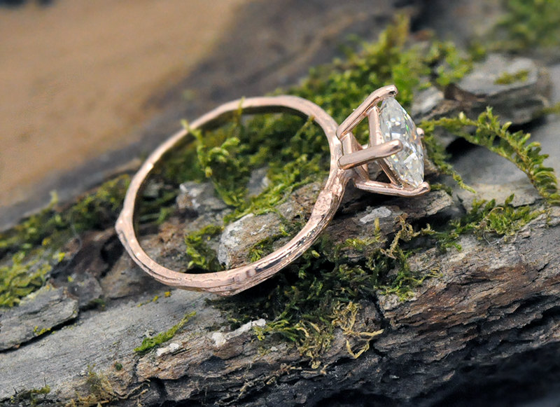 Twig Princess Cut Moissanite Ring