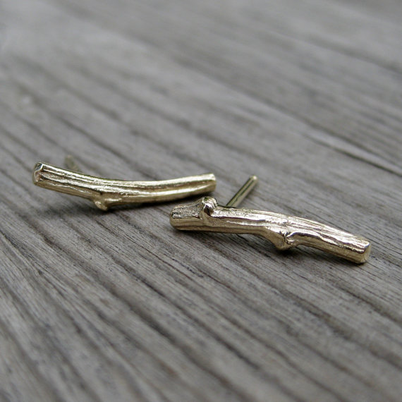 twig stud earrings - nature inspired jewelry
